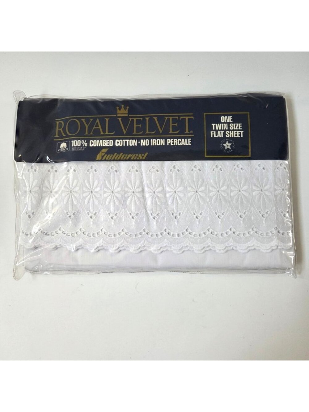Vintage Fieldcrest Royal Velvet White Renaissance Lace Twin Flat Sheet NEW